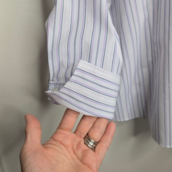 Brooks Brothers Women's Fitted Stretch Non-Iron White Striped Shirt Size 10 - Picture 7 of 9